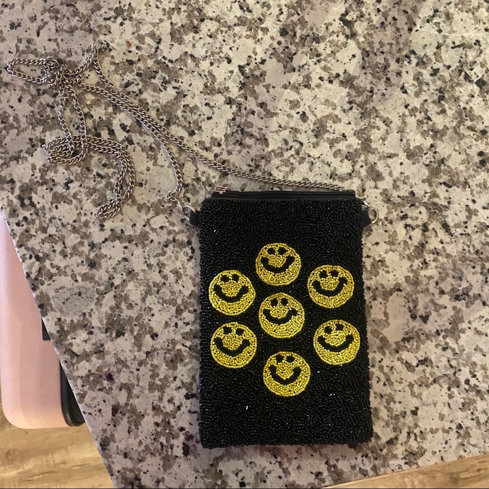 Beaded smiley face small purse! Used 1 time